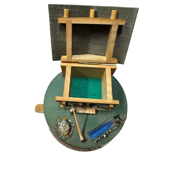 Vintage Swiss Chalet Reuge Skaters Waltz Alpine Horn Player Rotating Music Box - Picture 2 of 7